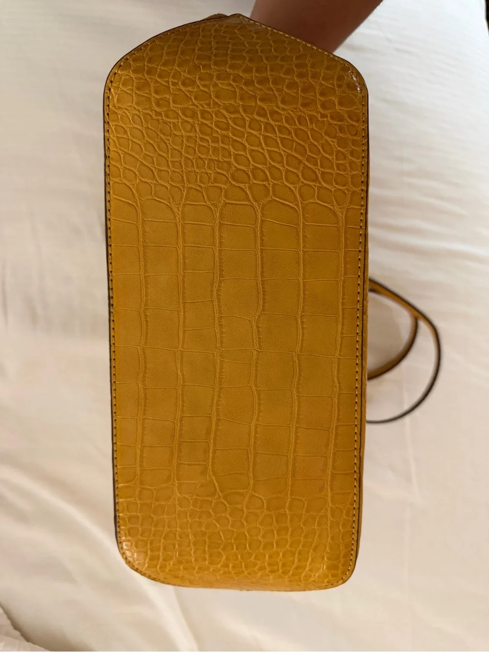 Mustard Yellow Croc-Embossed Tote Bag